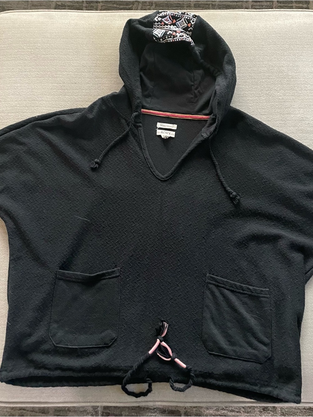 Roxy Black Hooded Pullover with Front Pockets